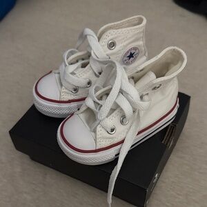 Converse Kids' White and Red High-Top Sneakers